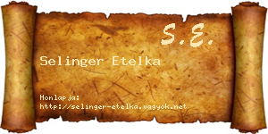 Selinger Etelka névjegykártya